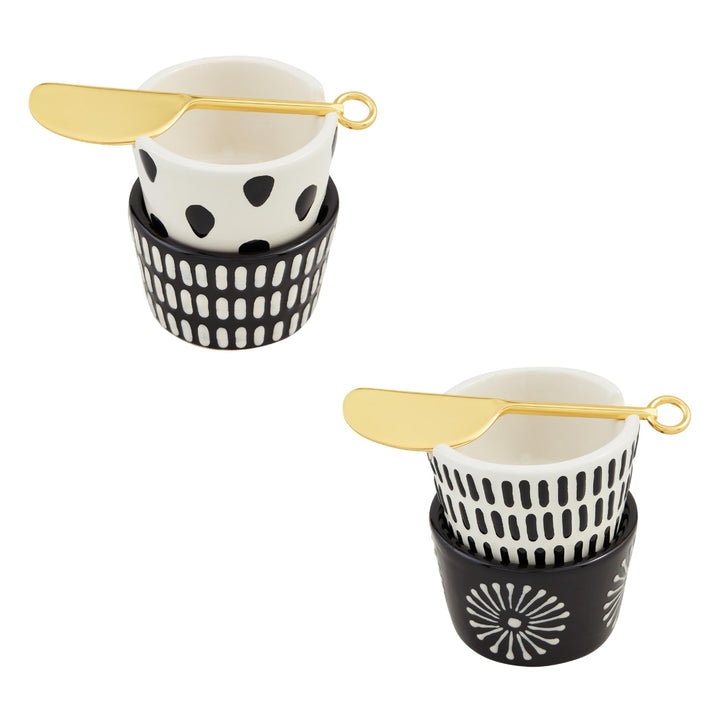 Black Patterned Tidbit Sets