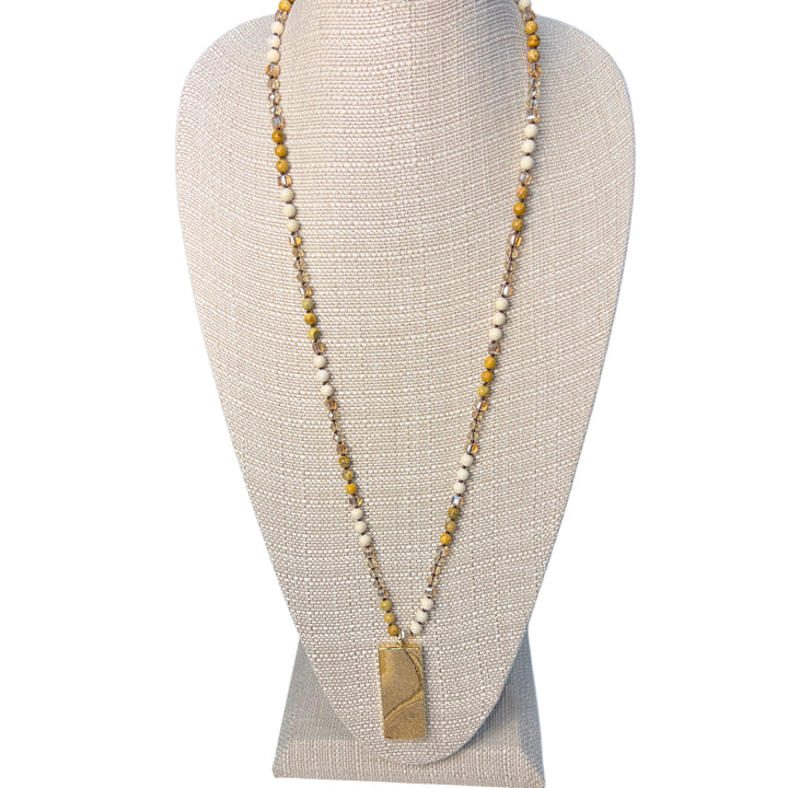 Picture Jasper Rectangular Pendant Beaded Necklaces