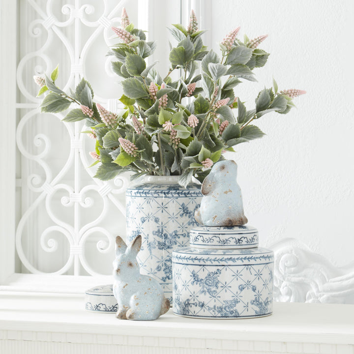 Weathered Blue Terracotta Bunnies