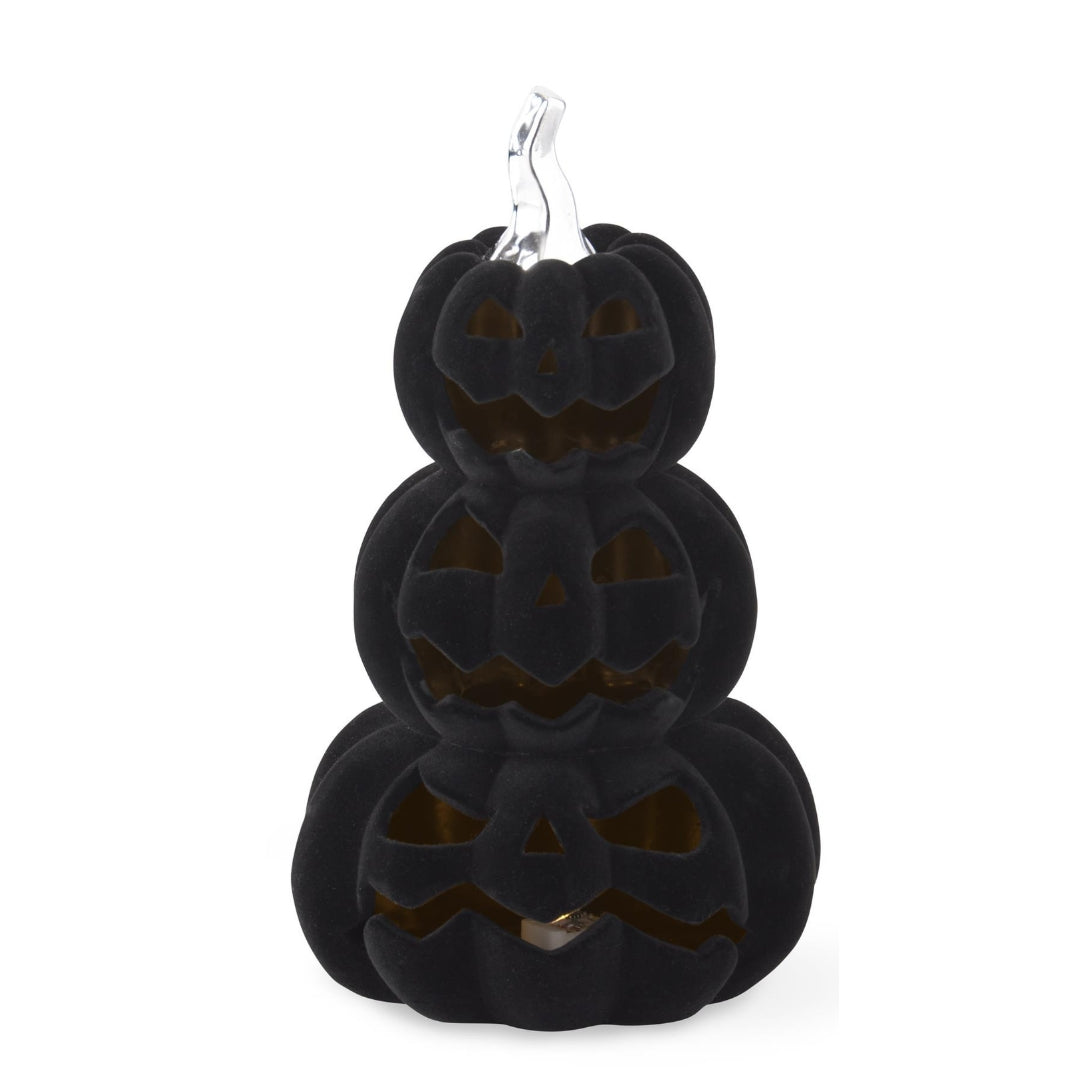 Ceramic Black Flocked Velvet Jack-O-Lanterns