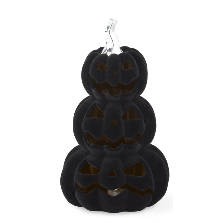 Ceramic Black Flocked Velvet Jack-O-Lanterns