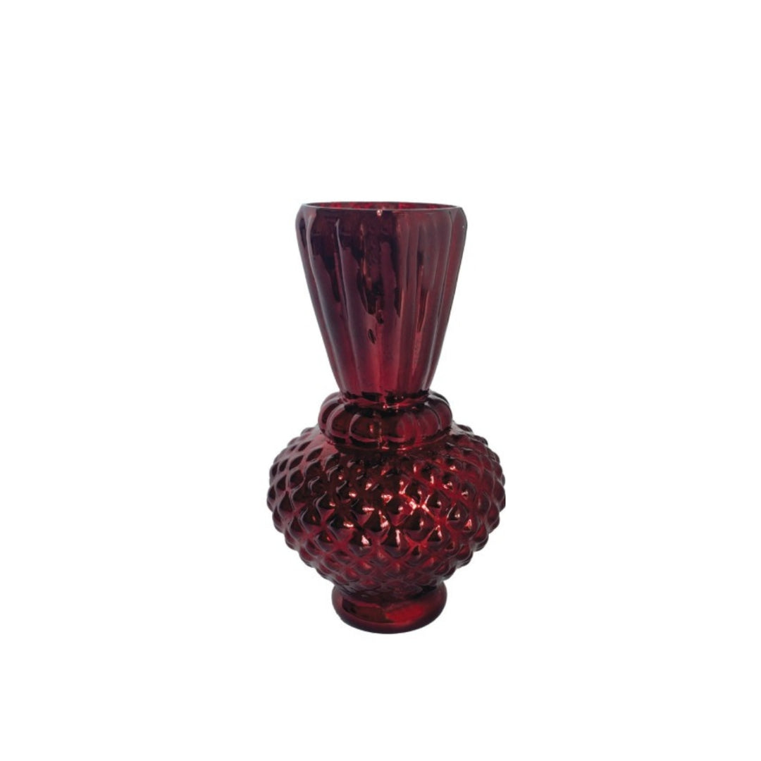 Burgundy Embossed Mercury Glass Vases