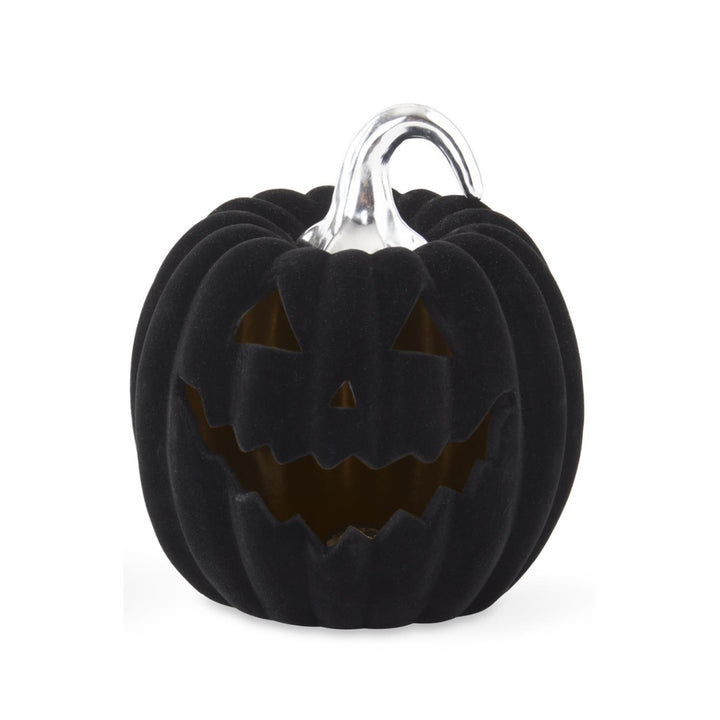 Ceramic Black Flocked Velvet Jack-O-Lanterns
