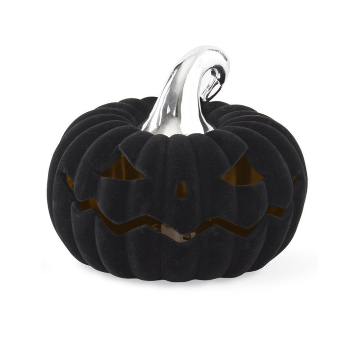 Ceramic Black Flocked Velvet Jack-O-Lanterns