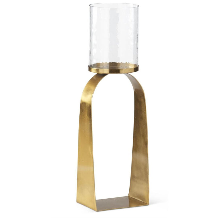 Antiqued Gold and Glass Hurricane Candleholder
