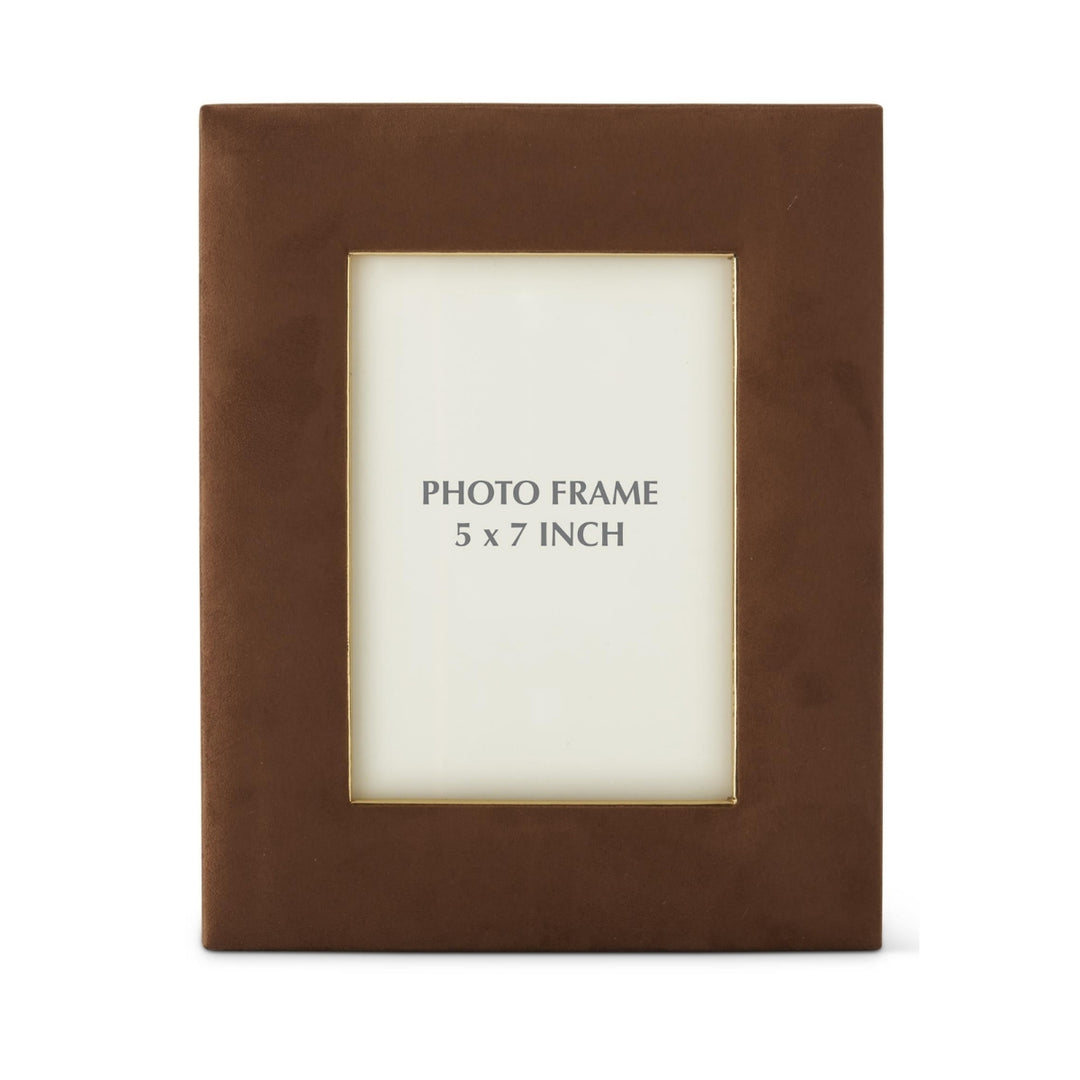 Tan Suede &amp; Gold Photo Frames
