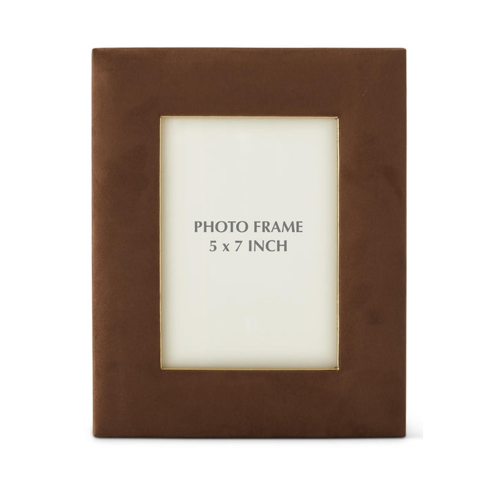 Tan Suede &amp; Gold Photo Frames