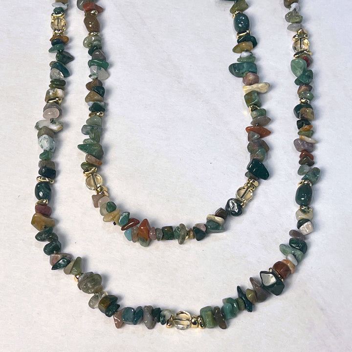 Fancy Jasper Gemstone Chip Layering Necklaces