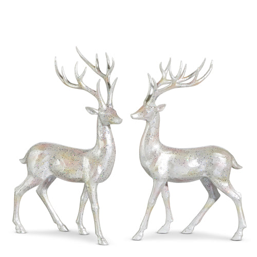 Speckled Silver Deer Figurines