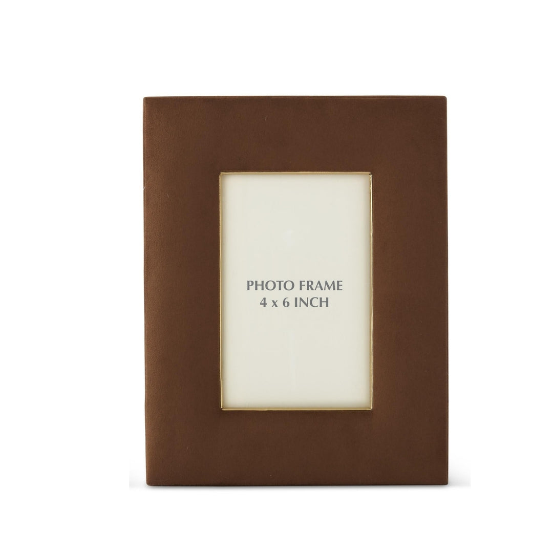 Tan Suede &amp; Gold Photo Frames