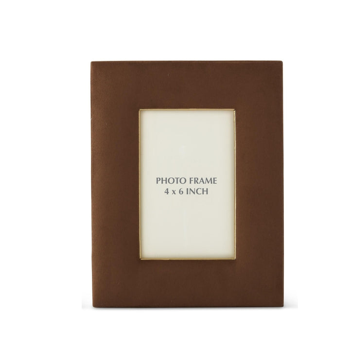 Tan Suede &amp; Gold Photo Frames
