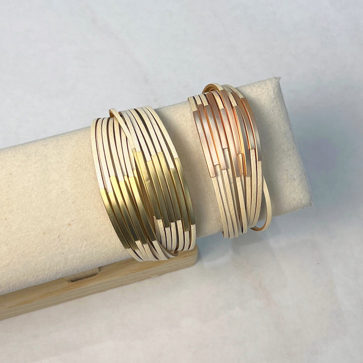 Multi Strand Magnetic Leather and Metal Bracelets