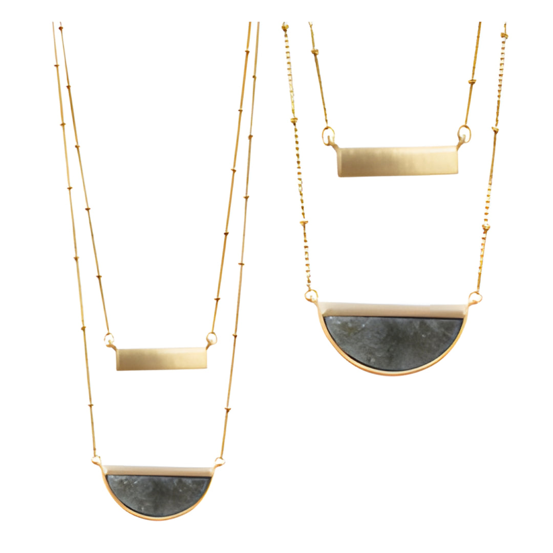Half Moon and Gold Bar Multi Strand Necklaces
