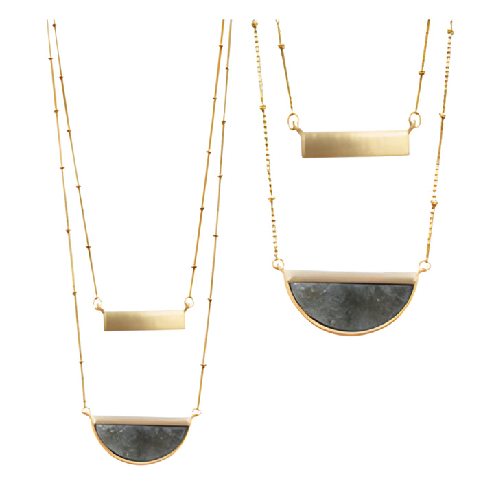 Half Moon and Gold Bar Multi Strand Necklaces