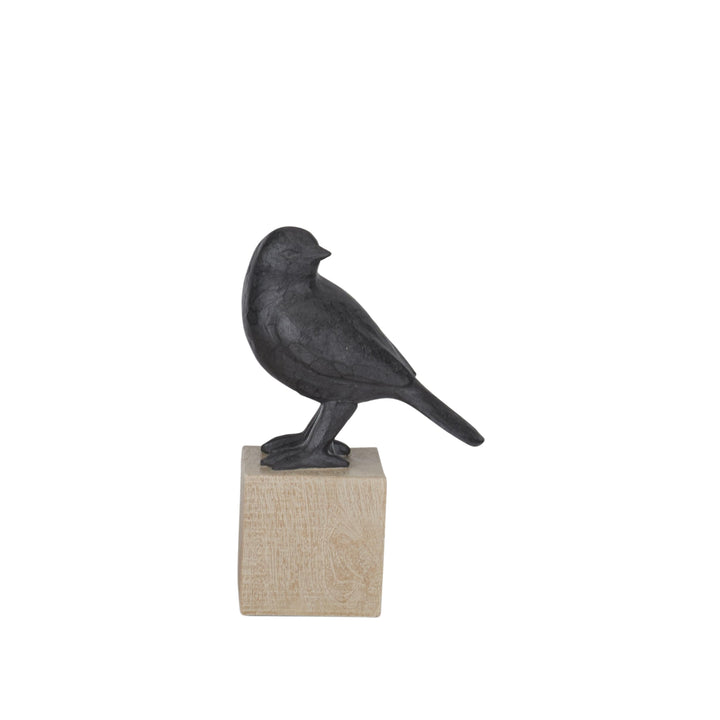 Faux Cast Iron Birds on Wood Block Pedestals