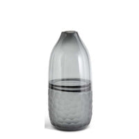 Frosted Comb Pattern Black Transparent Glass Vase