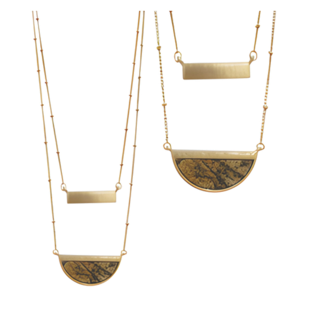 Half Moon and Gold Bar Multi Strand Necklaces