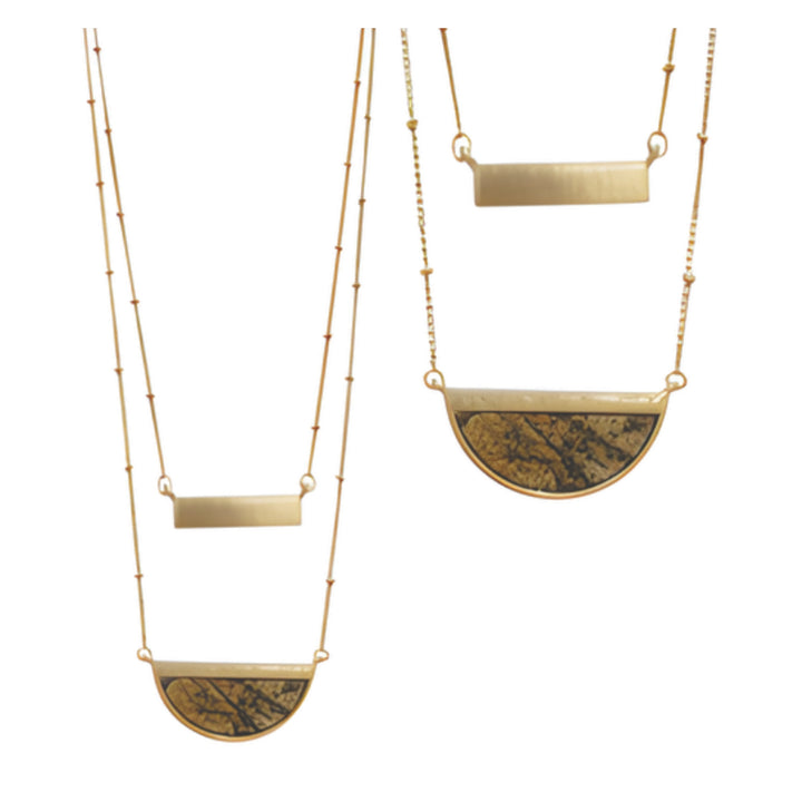 Half Moon and Gold Bar Multi Strand Necklaces
