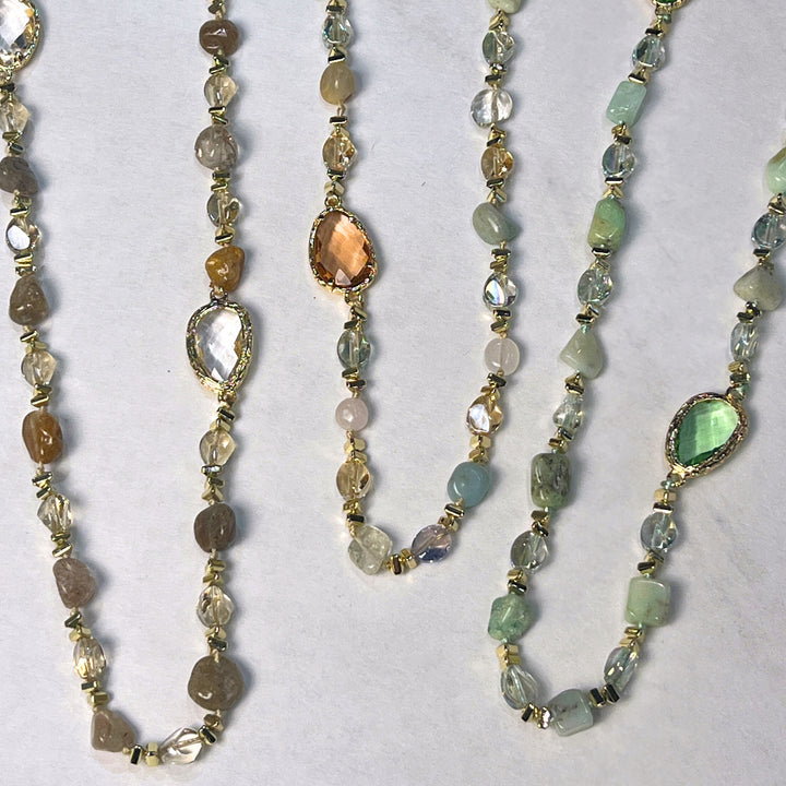 Natural Agate Stone and Glass Bead Necklaces