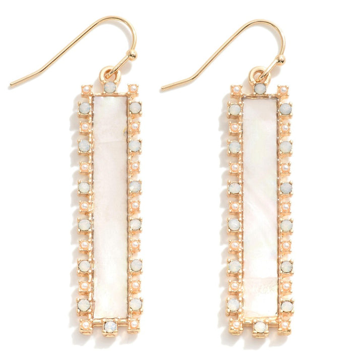 Rhinestone and Pearl Iridescent Drop Earrings