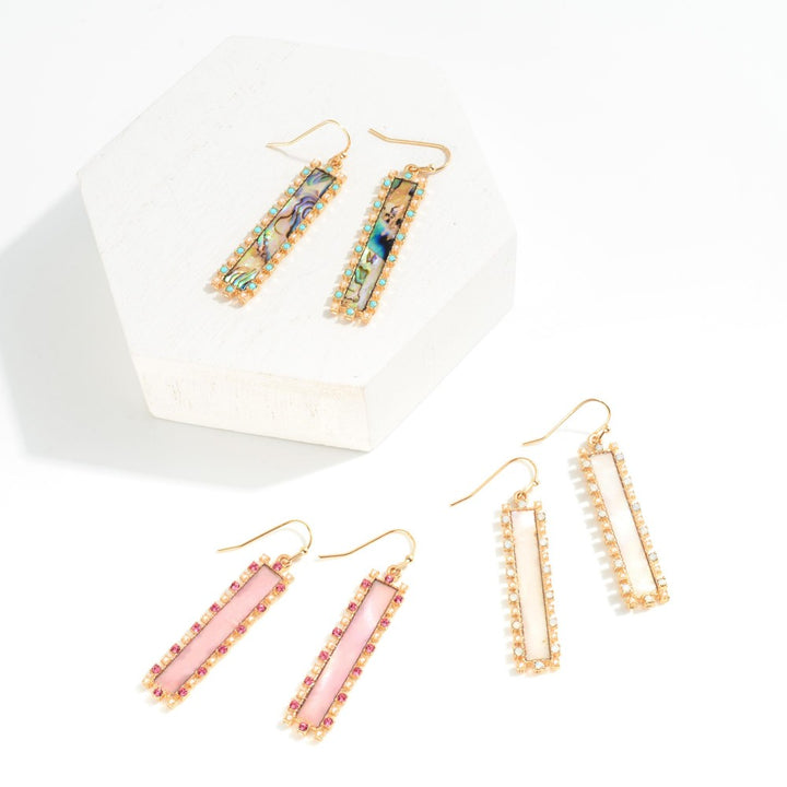 Rhinestone and Pearl Iridescent Drop Earrings