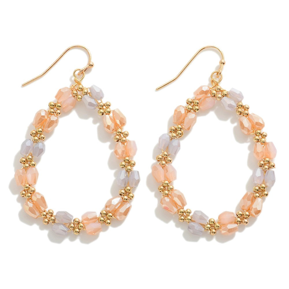Faceted Beaded And Metal Earrings