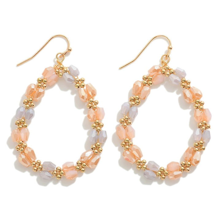 Faceted Beaded And Metal Earrings