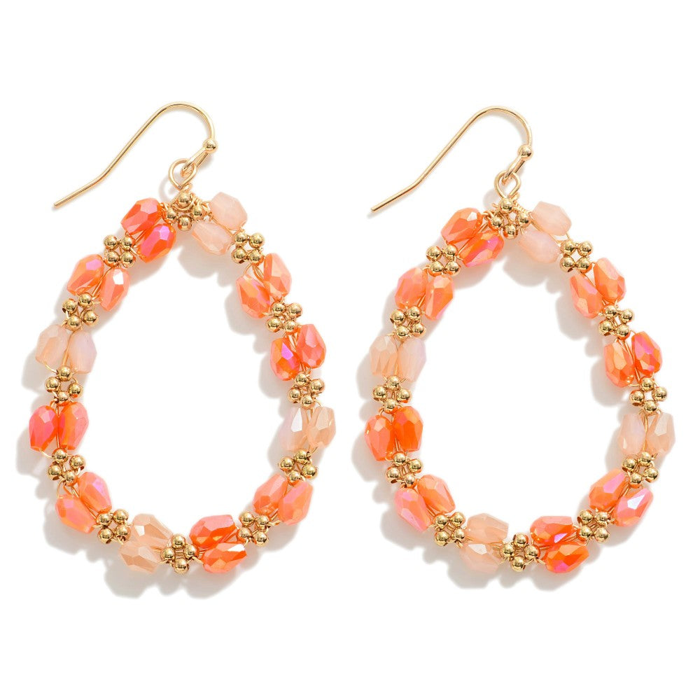Faceted Beaded And Metal Earrings