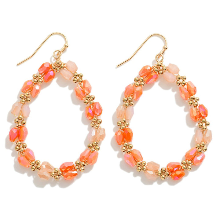 Faceted Beaded And Metal Earrings