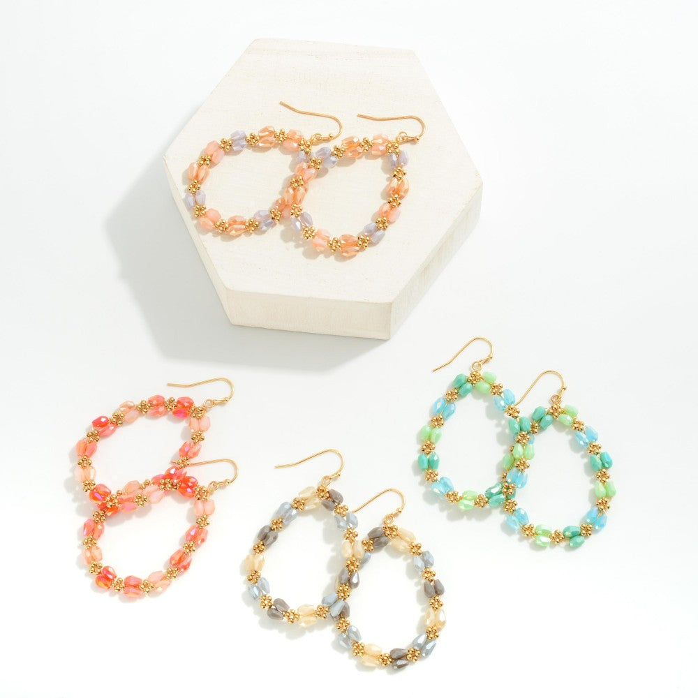 Faceted Beaded And Metal Earrings