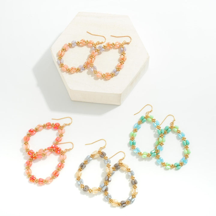 Faceted Beaded And Metal Earrings
