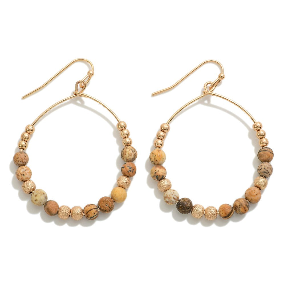 Dainty Circular Drop Earring With Semi-Precious Stone Beads