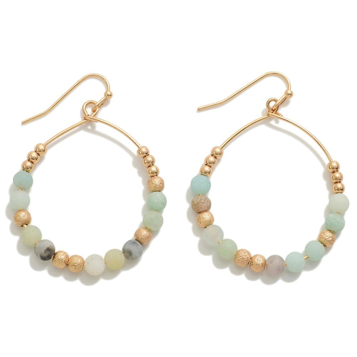 Dainty Circular Drop Earring With Semi-Precious Stone Beads