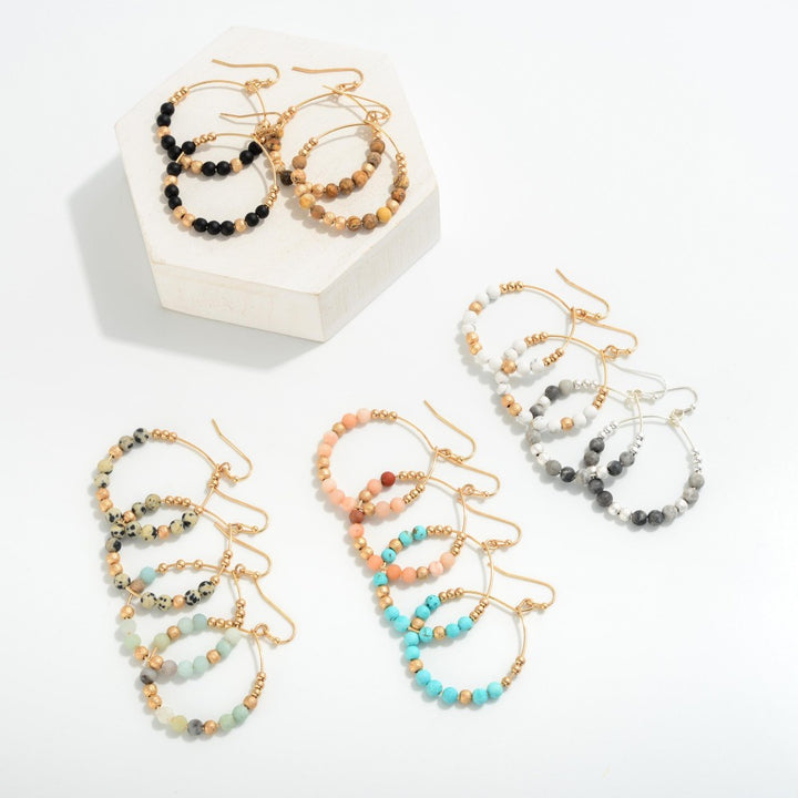 Dainty Circular Drop Earring With Semi-Precious Stone Beads