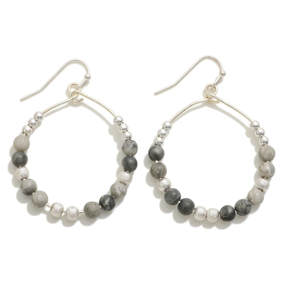 Dainty Circular Drop Earring With Semi-Precious Stone Beads
