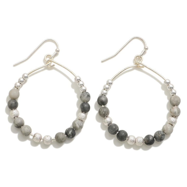 Dainty Circular Drop Earring With Semi-Precious Stone Beads