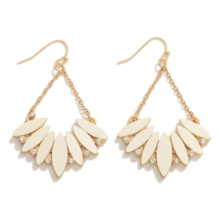 Wood Disc Chandelier Drop Earrings With Rhinestone Accent