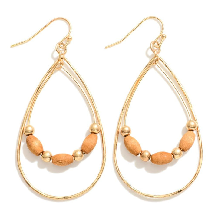 Hammered Metal Linked Teardrop Drop Earrings