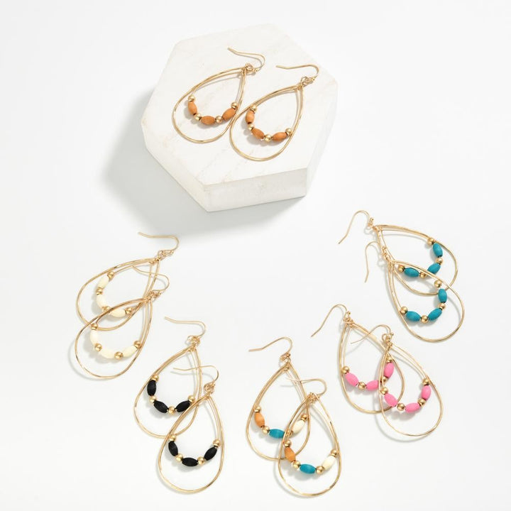 Hammered Metal Linked Teardrop Drop Earrings