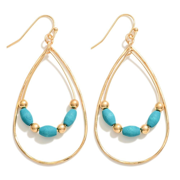 Hammered Metal Linked Teardrop Drop Earrings