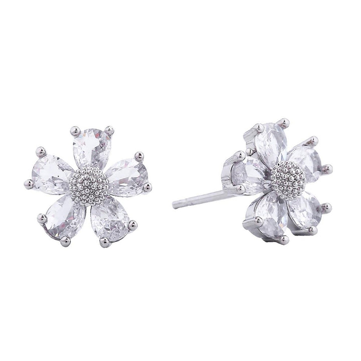Dipped Cubic Zirconia Flower Stud Earrings