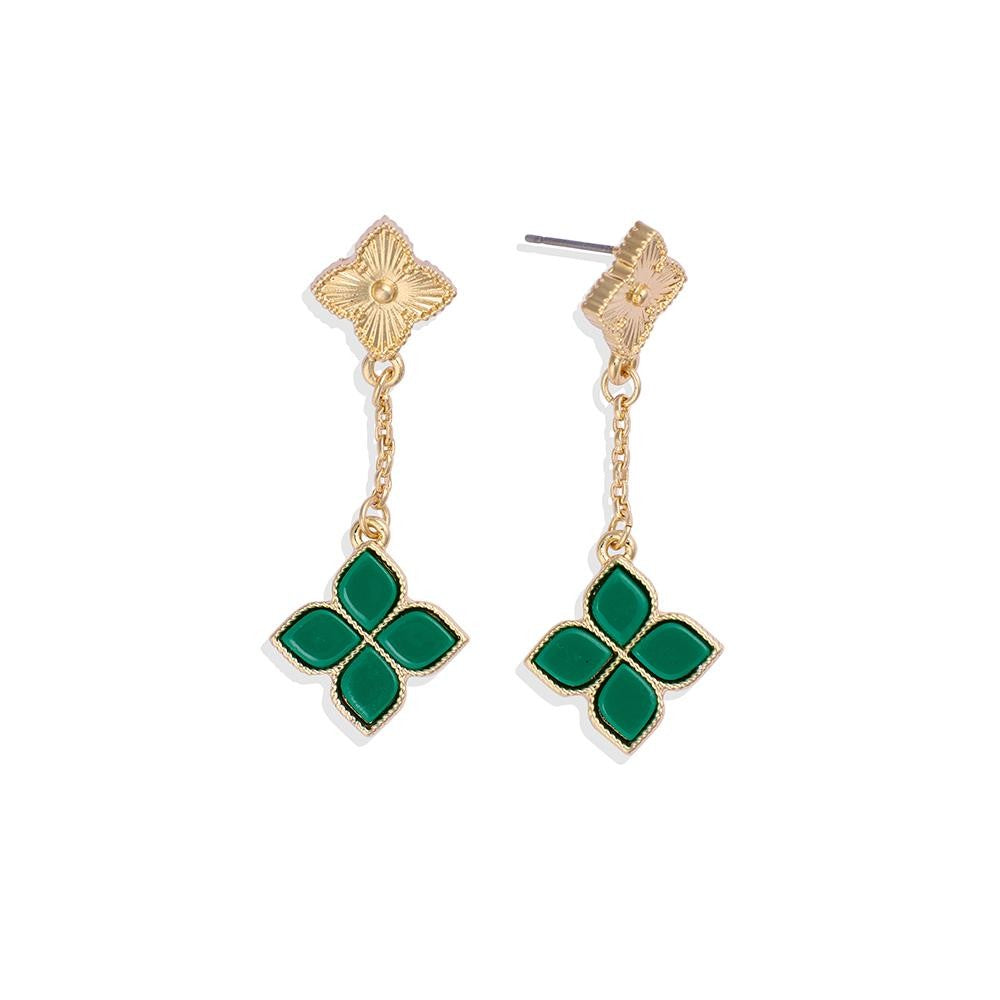 Chain Linked Clovers Post Drop Earrings