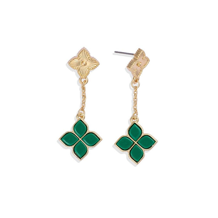 Chain Linked Clovers Post Drop Earrings