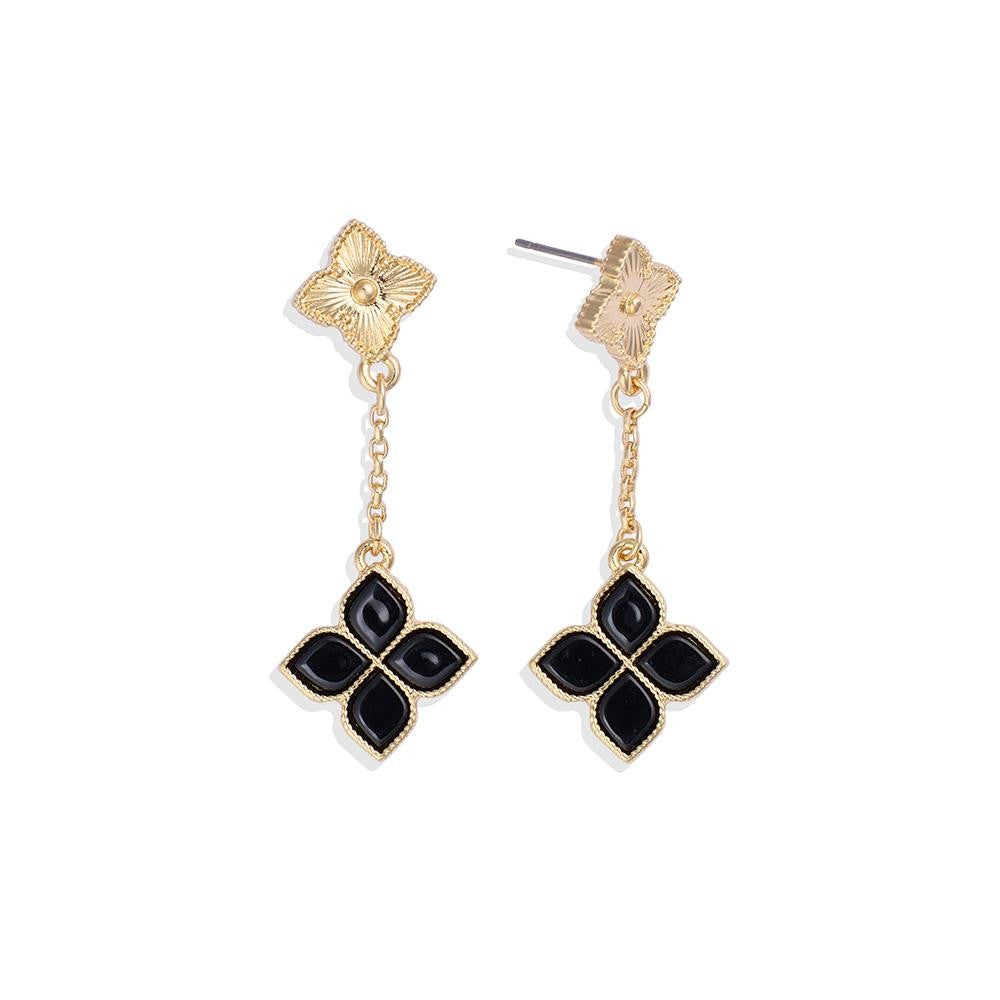 Chain Linked Clovers Post Drop Earrings