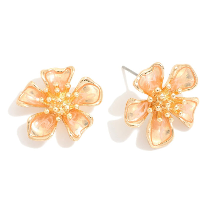 Enamel Flower Large Stud Earrings