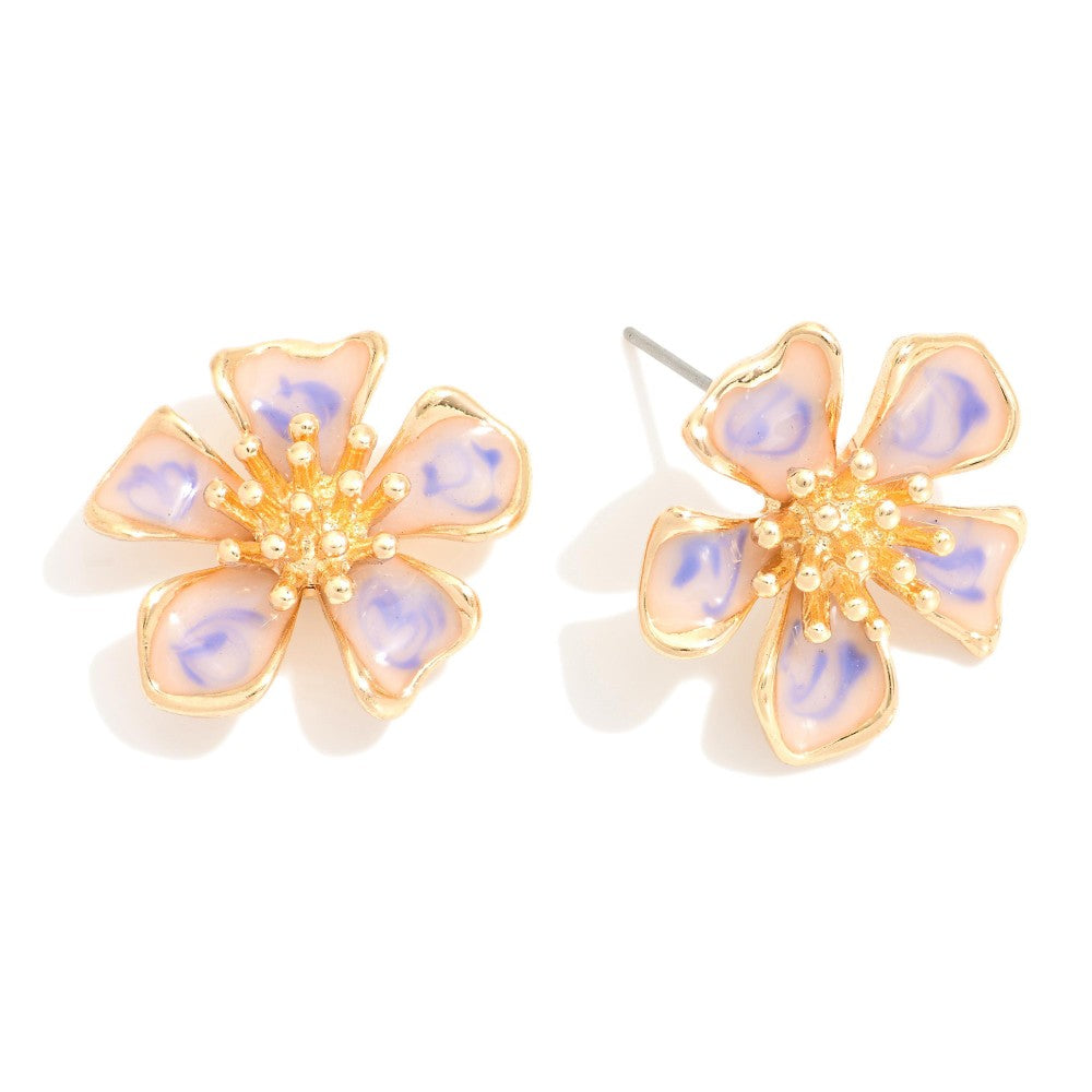 Enamel Flower Large Stud Earrings