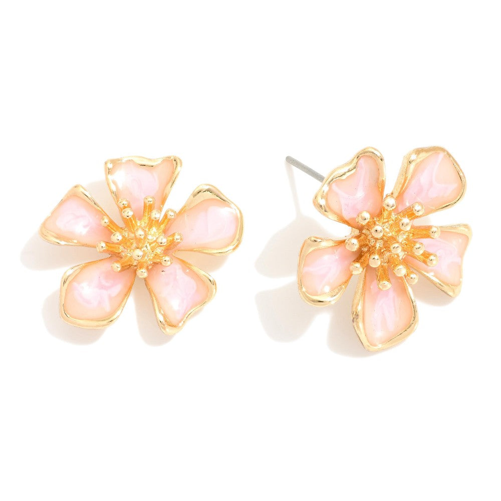 Enamel Flower Large Stud Earrings