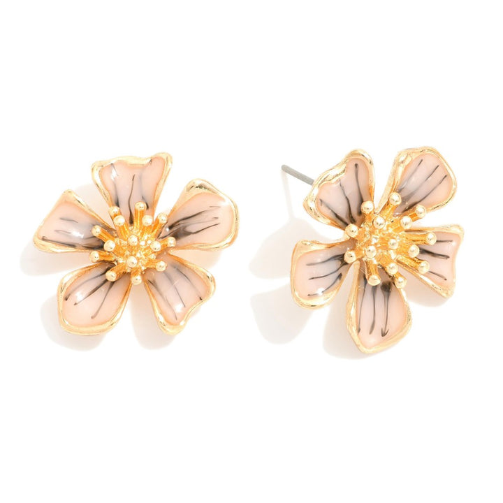 Enamel Flower Large Stud Earrings