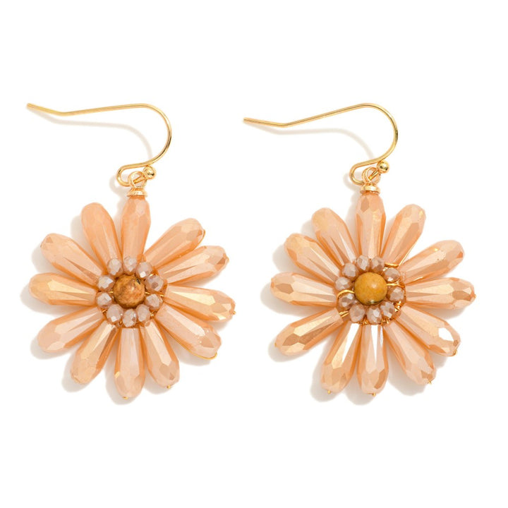 Beaded Flower Drop Earrings