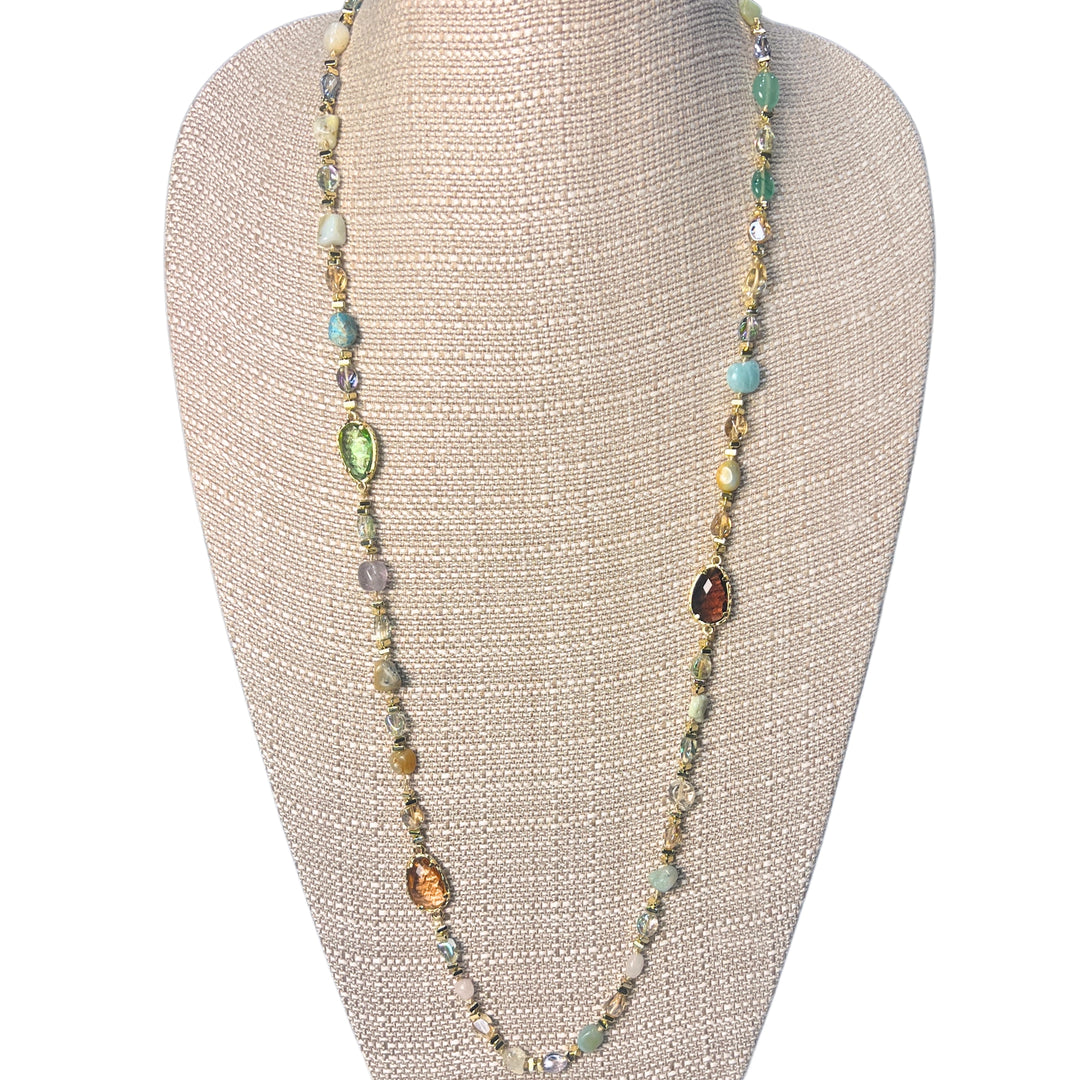 Natural Agate Stone and Glass Bead Necklaces